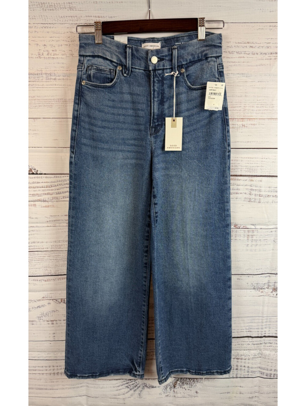 GOOD AMERICAN Good waist blue palazzo crop high rise wide leg size 0/25 NWT